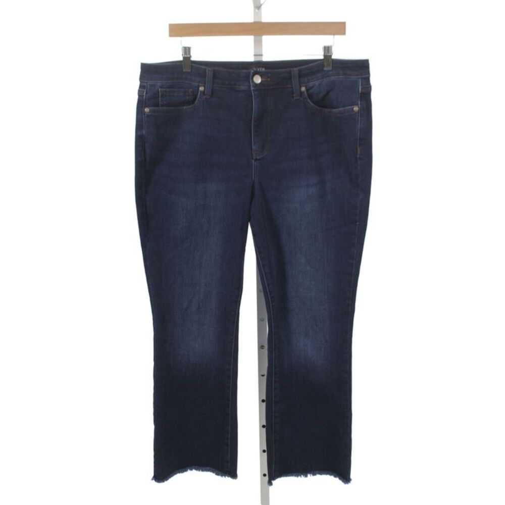 NYDJ Womens Cropped Blue Mid Rise Cotton Blend Jeans Size 14